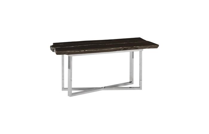 Petrified Wood Console Table, Stainless Steel Base