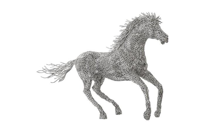 Horse Pipe Sculpture, Galloping, Stainless Steel