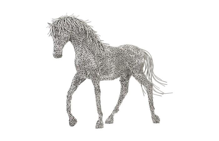 Horse Pipe Sculpture, Walking, Stainless Steel