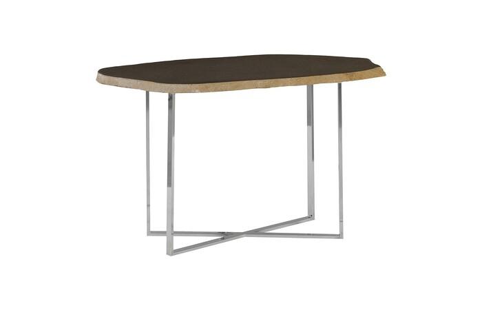 River Stone Console Table, Stainless Steel Base