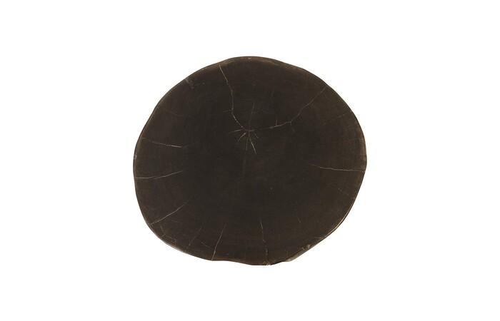 Petrified Wood Stool, Polished Black, Assorted, 12"-13" x 17"-19"h