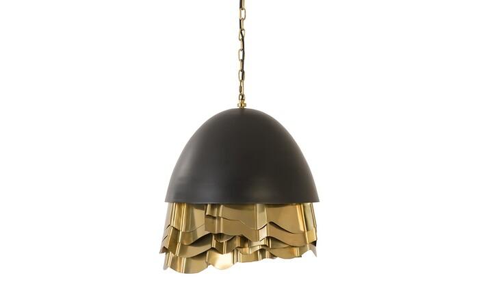 Ruffle Chandelier, Black/Brass