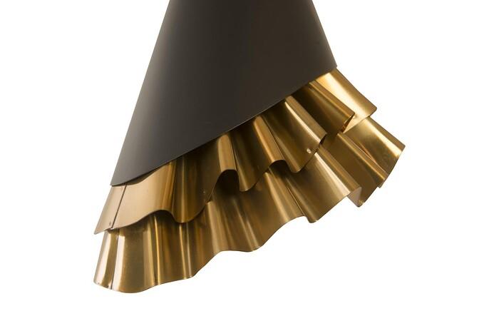 Ruffle Pendant Lamp, Black/Brass