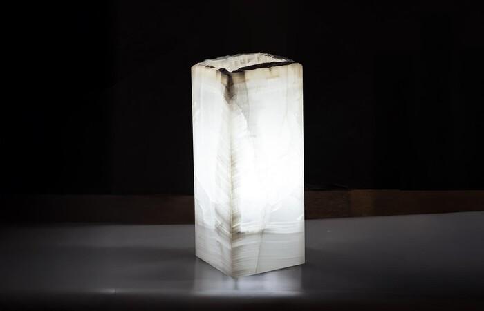 Onyx Lamp, White, Rustic Edge