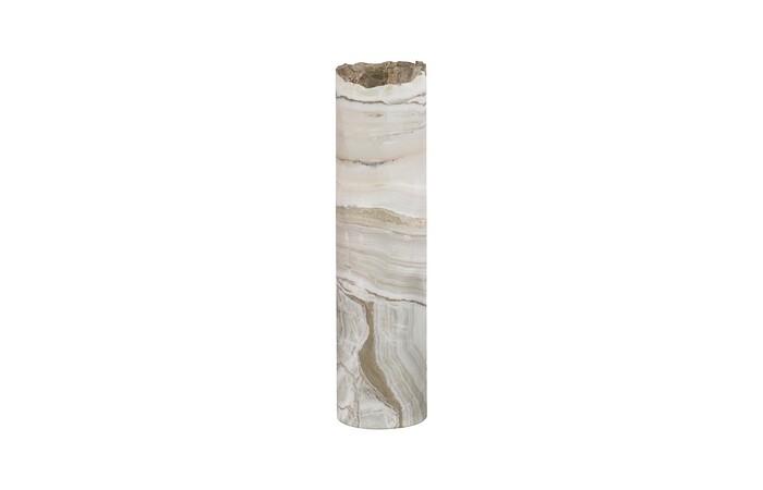 Onyx Cylindrical Lamp, White, Rustic Edge