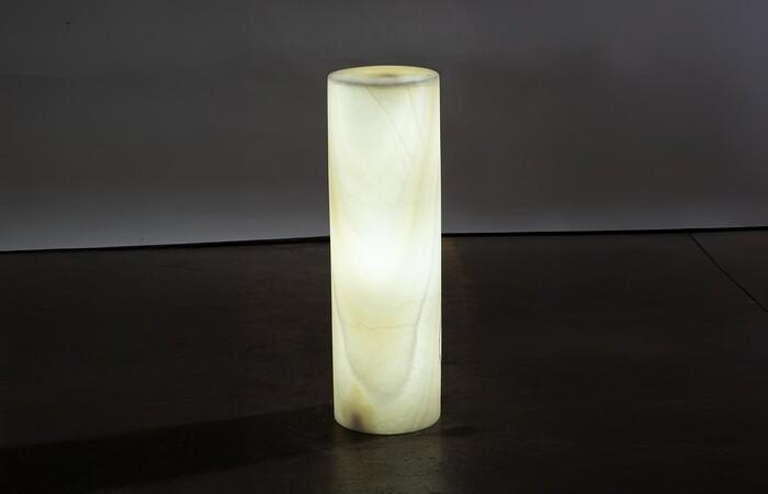 Onyx Lamp Pedestal, Cylindrical, White