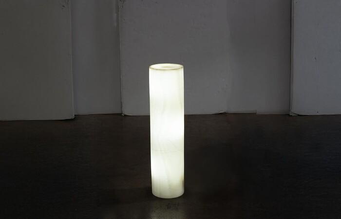 Onyx Lamp Pedestal, Cylindrical, White