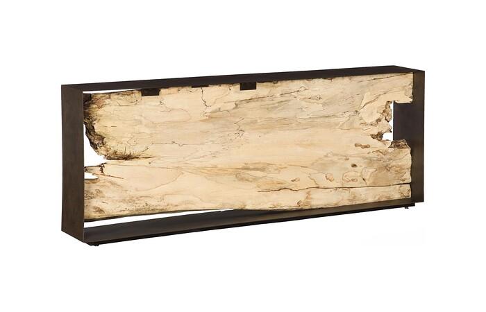 Framed Console Table, Bleached,  Iron Oxidized