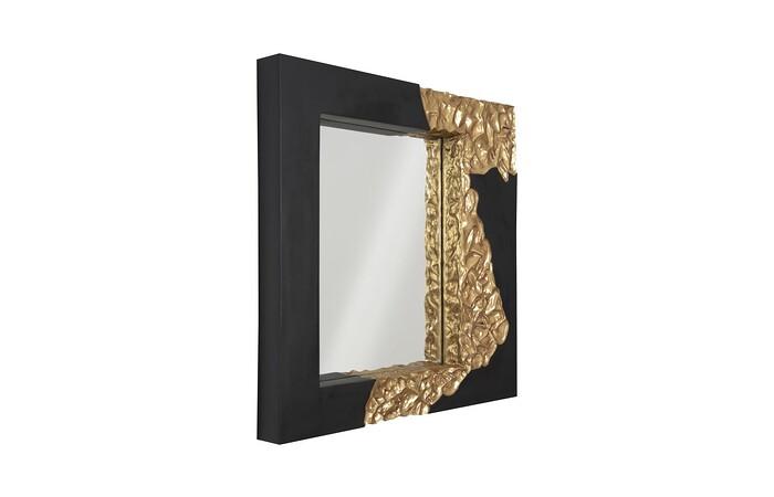 Mercury Mirror, Square, Black, Gold Leaf