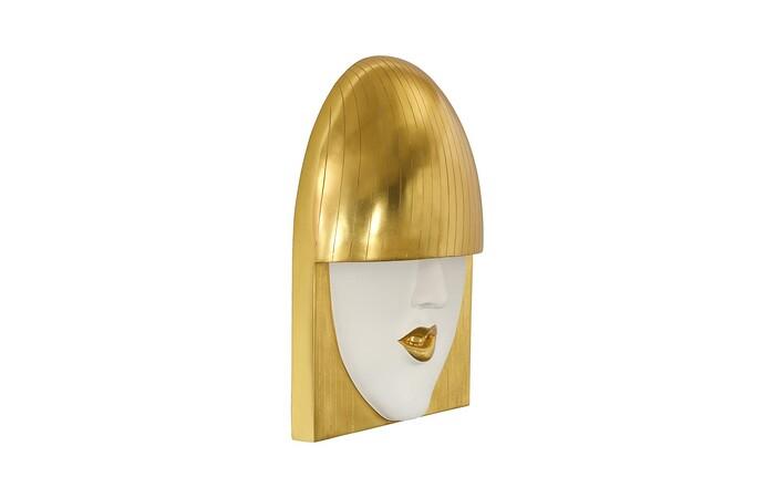 Fashion Faces Wall Art, Large, Smile, White and Gold Leaf