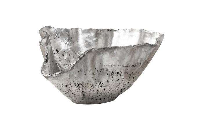 Cast Onyx Bowl, Silver Leaf, Large