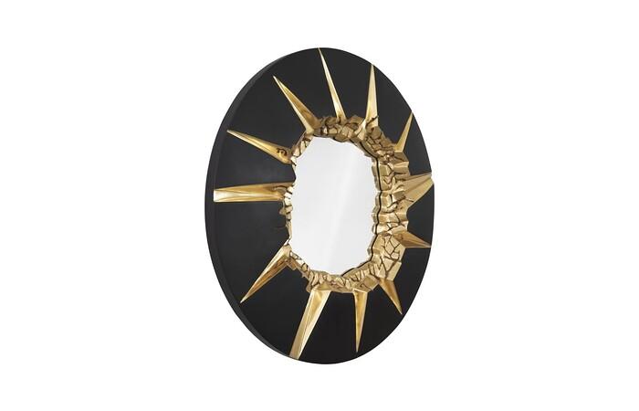 Circular Cracked Mirror, Black & Gold