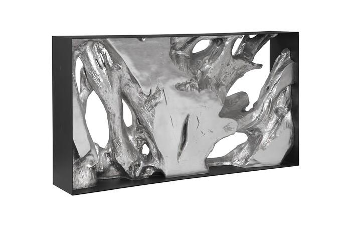 Cast Root Metal Framed Console Table, Resin, Silver Leaf, SM