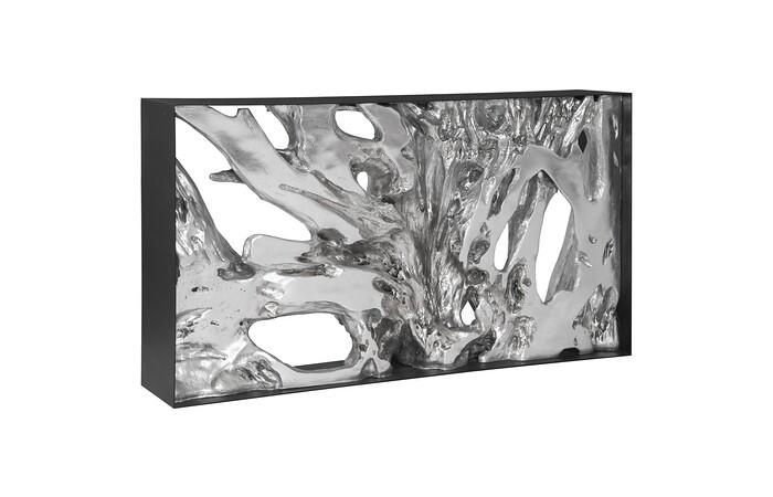 Cast Root Metal Framed Console Table, Resin, Silver Leaf, SM