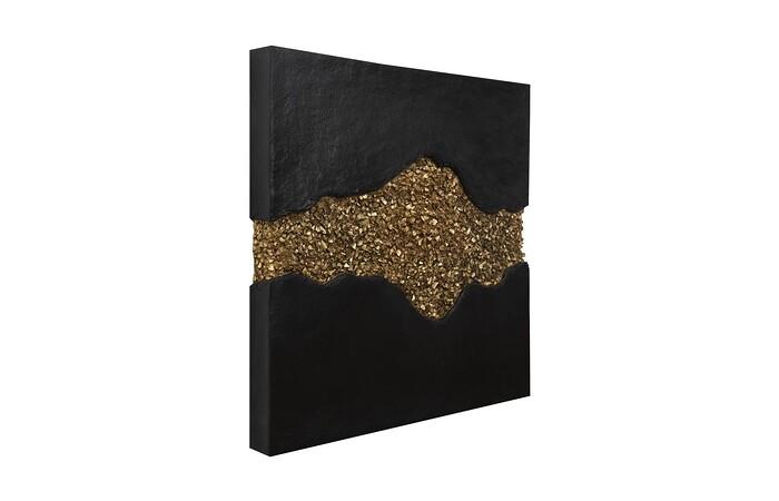 Geode Texture Panel Black and Gold, Wall Decor