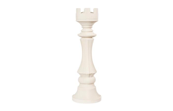 Rook Chess Sculpture, Cast Stone White