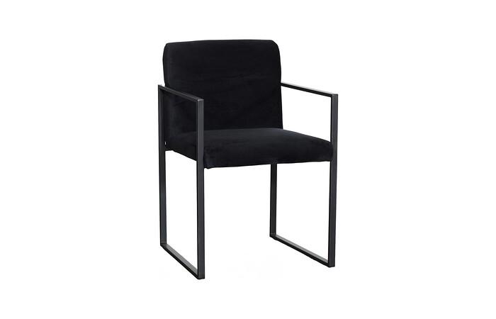 Frozen Arm Chair, Velvet Black, Matte Black Metal Frame