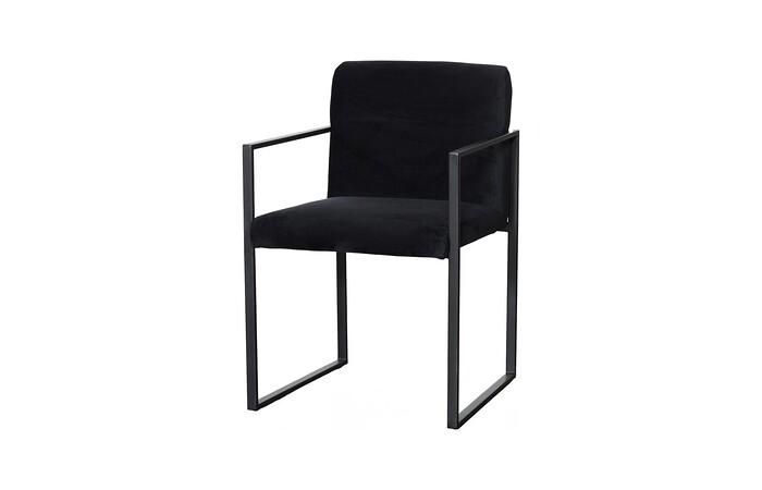 Frozen Arm Chair, Velvet Black, Matte Black Metal Frame