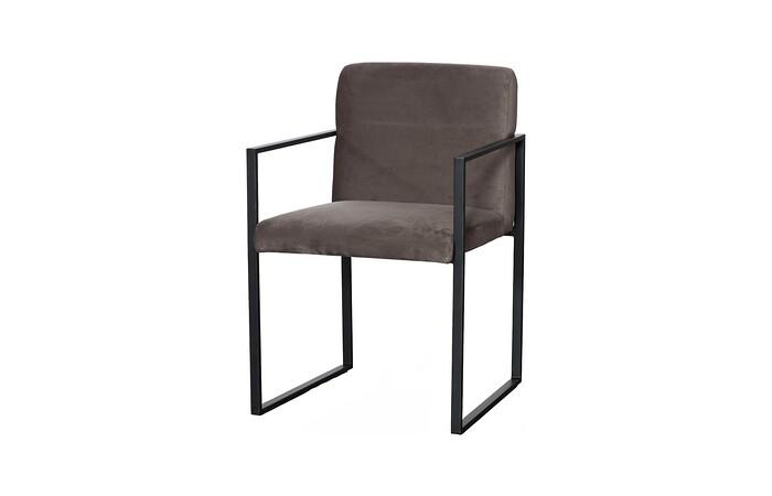 Frozen Arm Chair, Velvet Taupe, Matte Black Metal Frame
