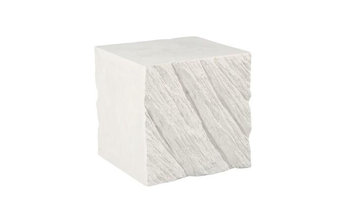 Shear Side Table, Square, White Stone