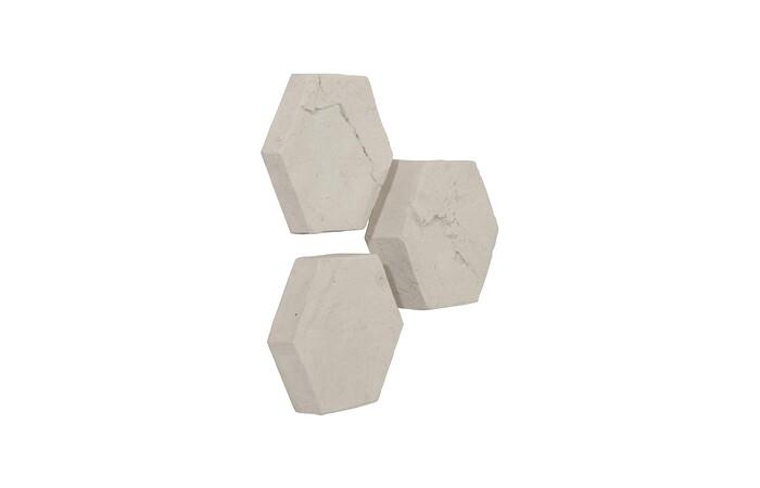 Hexagon Wall Tiles, Set of 3, Roman Stone