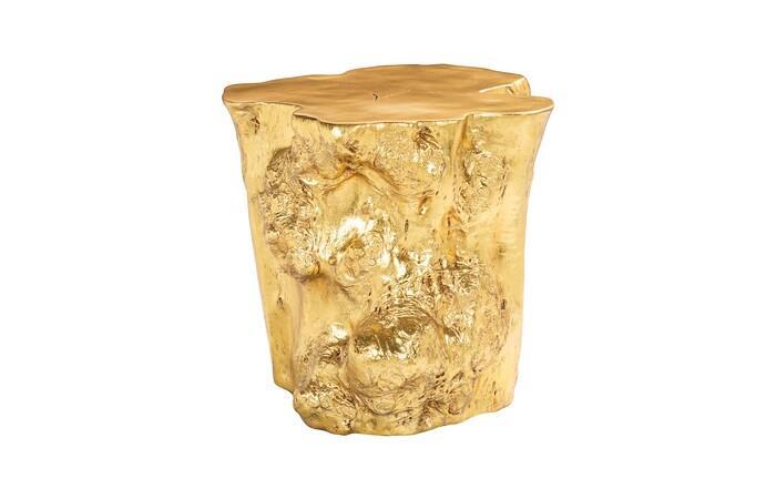 Log Side Table, Gold Leaf
