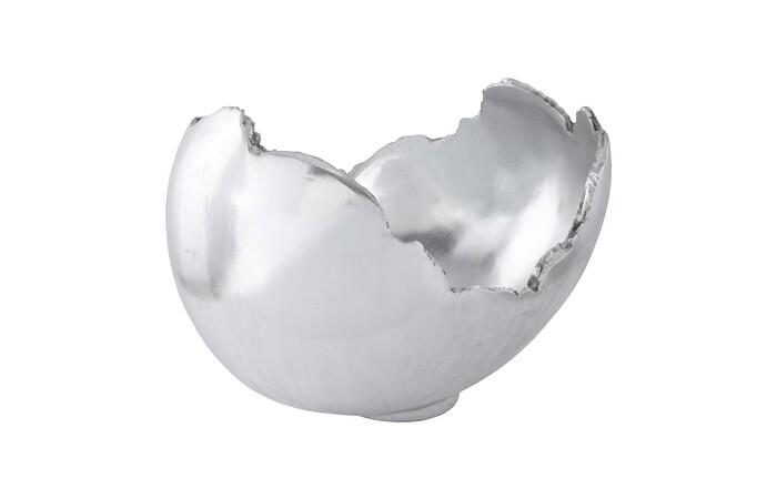 Burled Bowl, Resin, Silver Leaf Finish