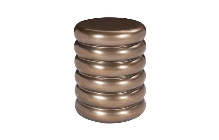 Ribbed Stool, Polished Bronze