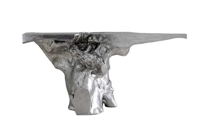 Crown Console Table, Silver Leaf 