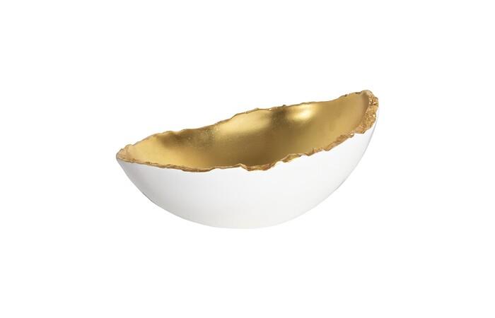 Broken Egg Bowl, White and Gold Leaf