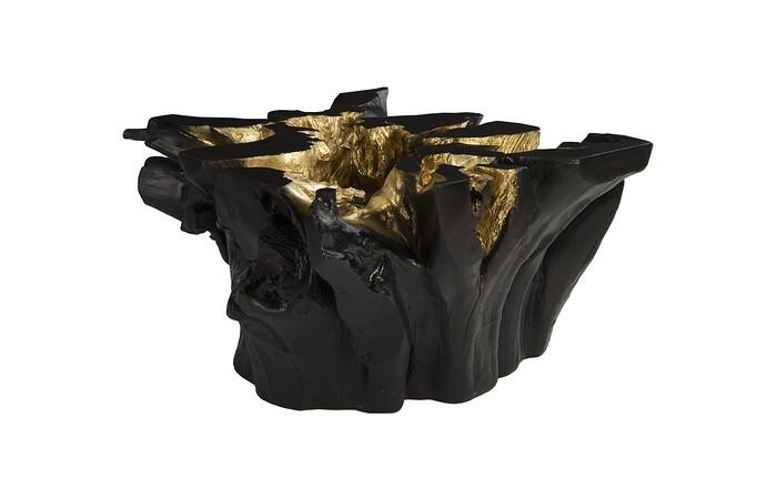 Noir Cast Root Coffee Table, Black, Gold Leaf