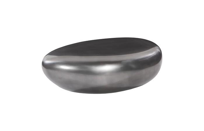 River Stone Coffee Table, Polished Aluminum, Small