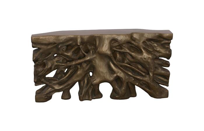 Square Root Console Table, Resin, Antique Bronze Finish