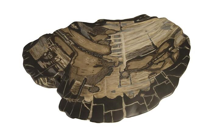 Cast Petrified Wood Stool, Resin