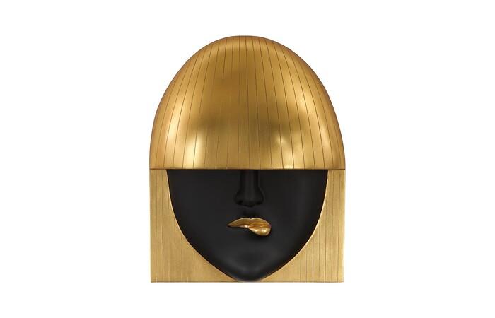 Fashion Faces Wall Art, Large, Pout, Black and Gold Leaf