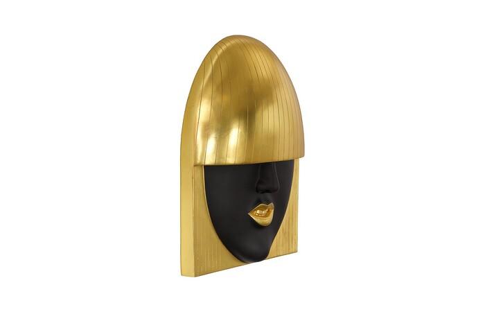 Fashion Faces Wall Art, Large, Smile, Black and Gold Leaf
