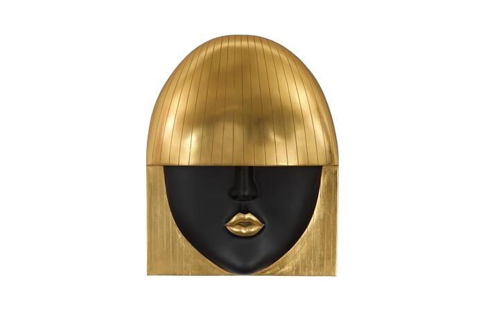 Fashion Faces Wall Art, Large, Kiss, Black and Gold Leaf