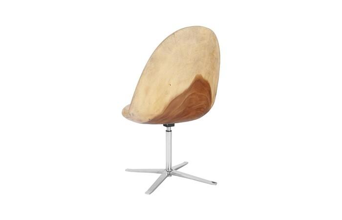 Smoothed Swivel Chair, Chamcha Wood, Stainless Steel Base