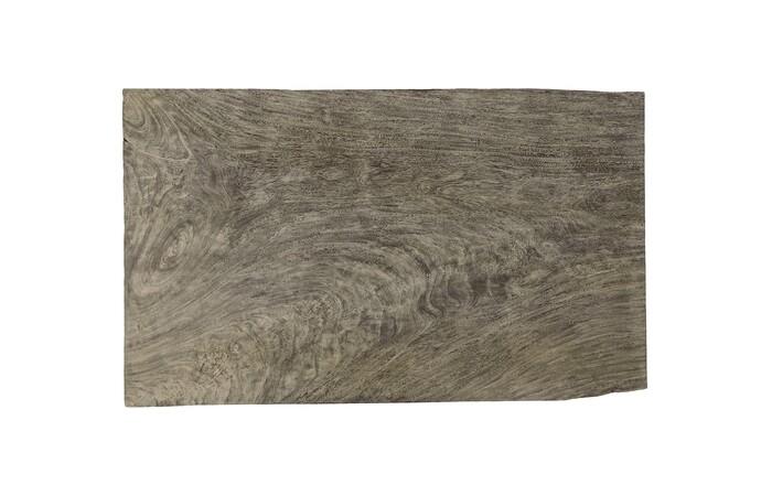 Origins Dining Table, Live Edge, Gray Stone, Satin Black Legs