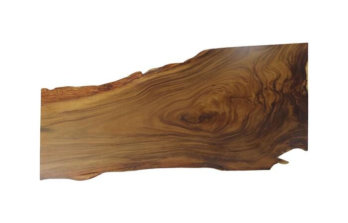 Origins Dining Table, Live Edge, Natural, Brushed Stainless Steel Legs