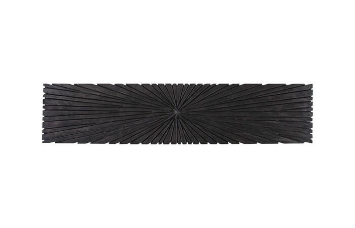 Chainsaw Console Table, Burnt Black, Black Iron Cross Base
