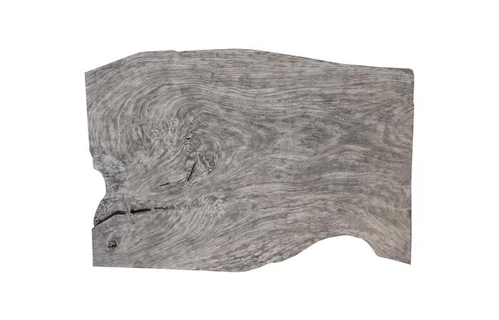 Origins Dining Table, Live Edge, Gray Stone, Brushed Stainless Steel Legs