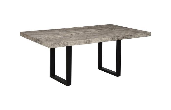 Origins Dining Table, Straight Edge, Gray Stone, Satin Black Legs