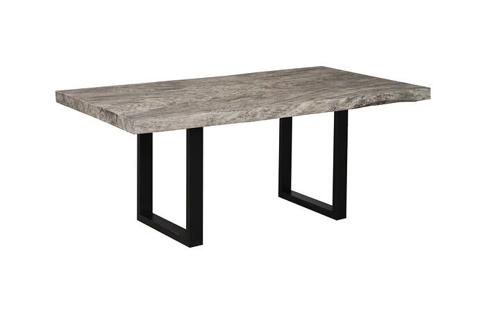 Origins Dining Table, Straight Edge, Gray Stone, Satin Black Legs