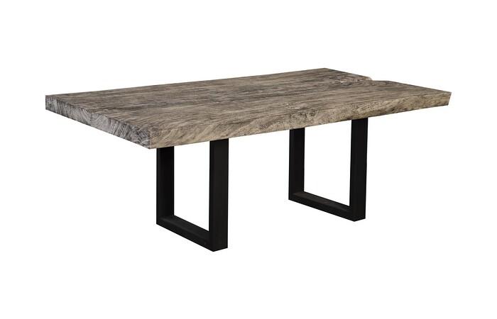 Origins Dining Table, Straight Edge, Gray Stone, Satin Black Legs