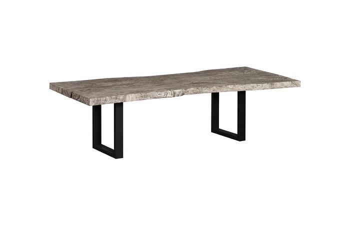 Origins Dining Table, Straight Edge, Gray Stone, Satin Black Legs