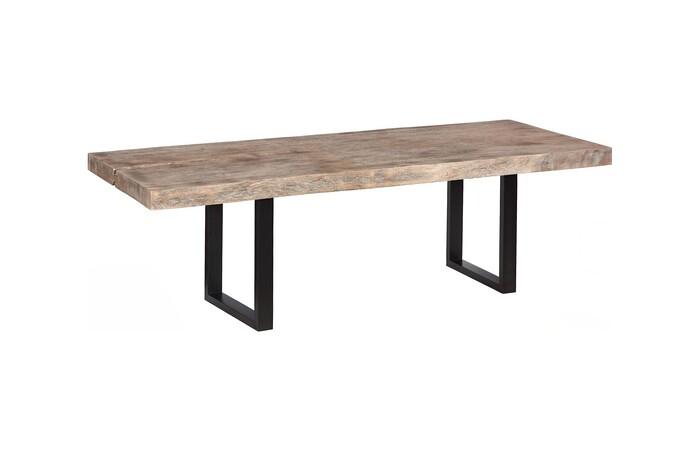 Origins Dining Table, Straight Edge, Weathered Gray, Satin Black Legs