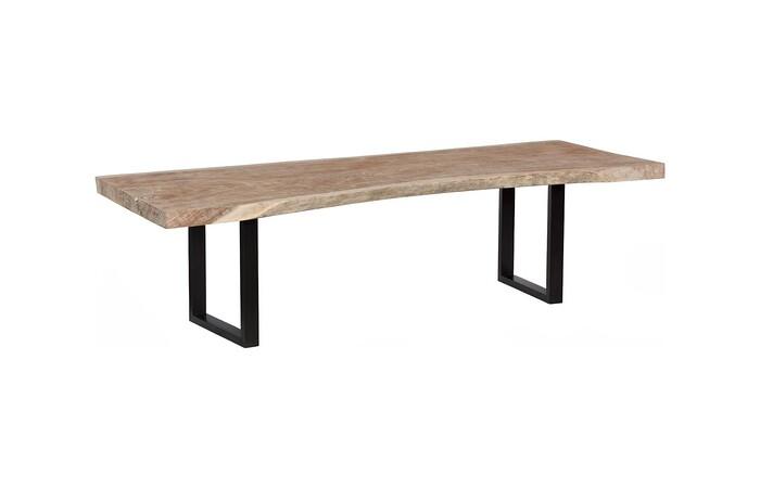 Origins Dining Table, Straight Edge, Weathered Gray, Satin Black Legs