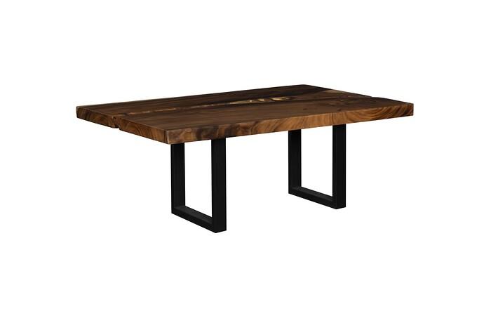 Origins Dining Table, Live Edge, Natural, Satin Black Legs