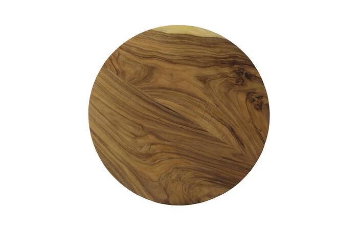 Chuleta Round Dining Table on Stainless Steel Base, Natural